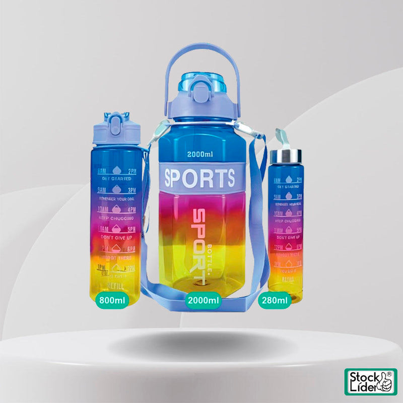 Pack 3 Garrafas de Água – 2000ml + 800ml + 280ml