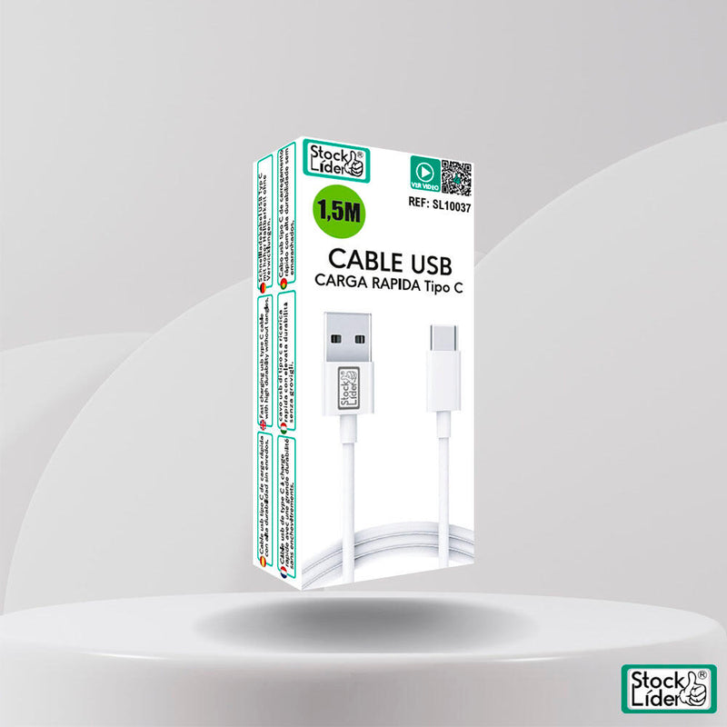 Cabo USB Tipo C 1,5m – Rápido, Resistente e Compatível