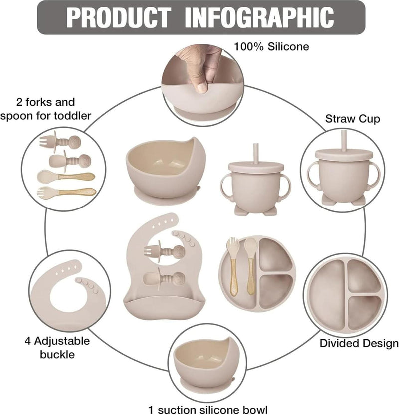 Kit de Talheres de Silicone para Bebê – 6 Peças