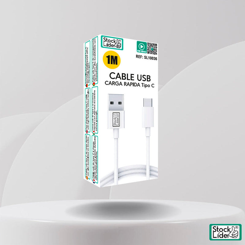 Cabo USB Tipo C 1m – Rápido, Resistente e Compatível